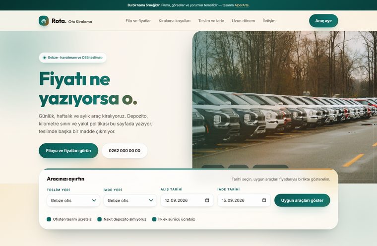 Oto kiralama teması önizlemesi