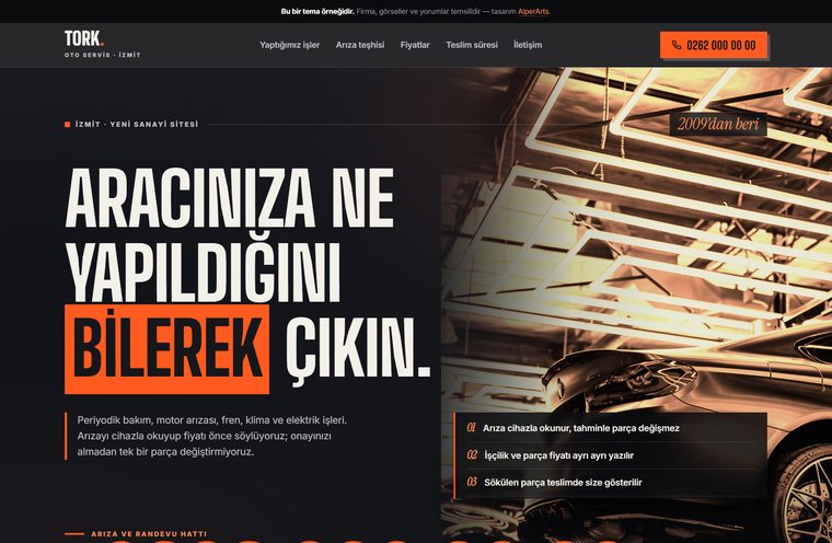 Oto servis ve tamir teması önizlemesi